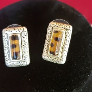 Silver golden tigers eye necklace and earrings